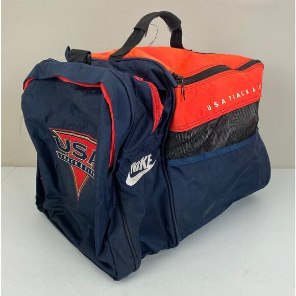 VTG 90s Nike Track & Field nylon colorblock gym travel duffle bag